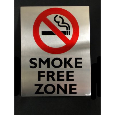 7.5'' X 11'' Stainless Steel Smoke Free Zone Sign 